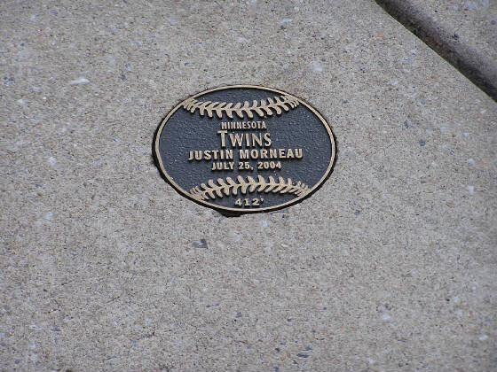 Marks on Eutaw St where Home Runs have Landed